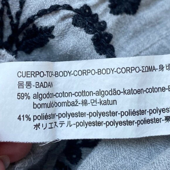 Zara Trafaluc Collection Womens Long Sleeve Button Shirt XS Gray Embroidered - Picture 9 of 13